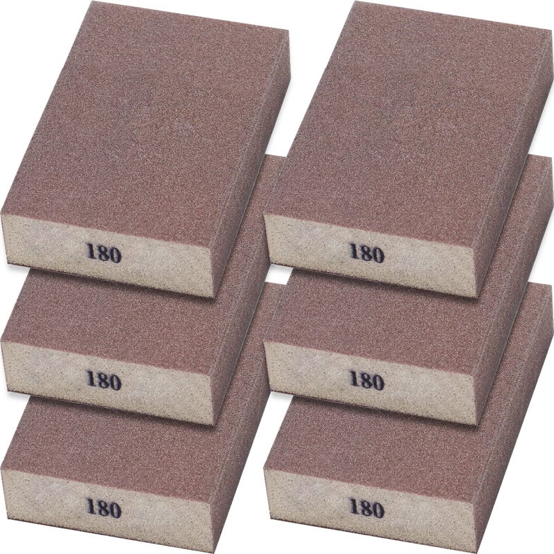 Sunxeke 6Pcs Sanding Sponge 180 Grit Fine Blocks for Pot Brush Pan Brush Metal Sanding Wood Sanding Washable&Reusable N-G-001-180 - Image 1
